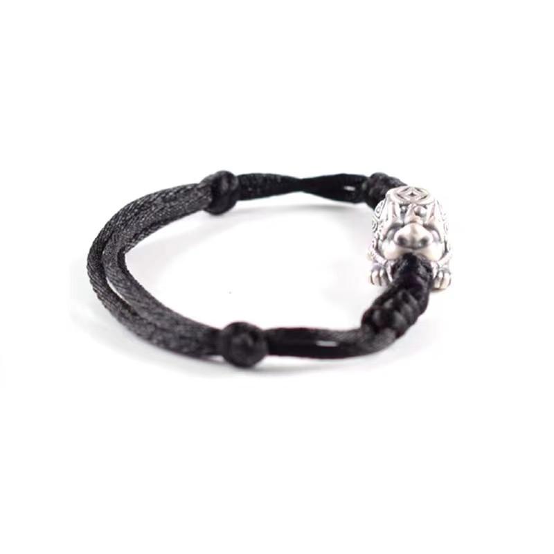 999 Silver Bracelet-Pixiu Red String Fengshui