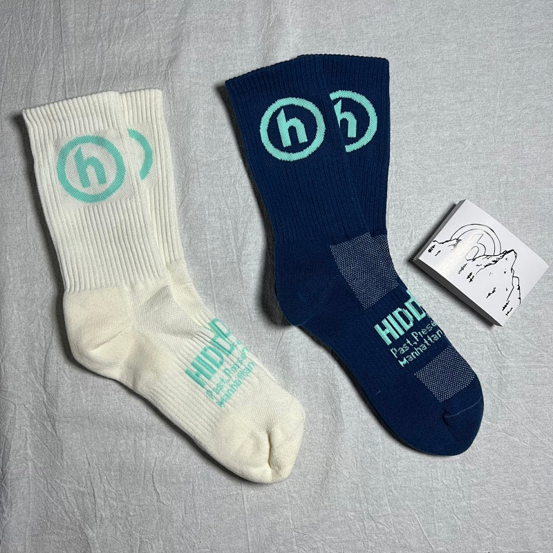 Athletic Crew Socks - Navy/White/Teal