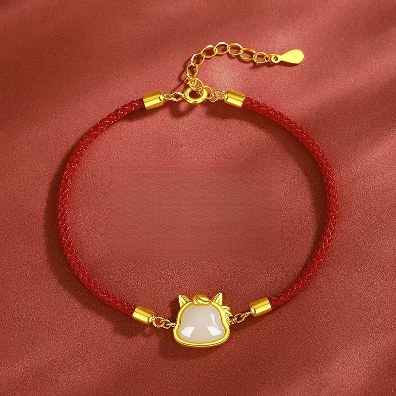 Joyful Promise ¨C Jade Horse Red Cord Bracelet