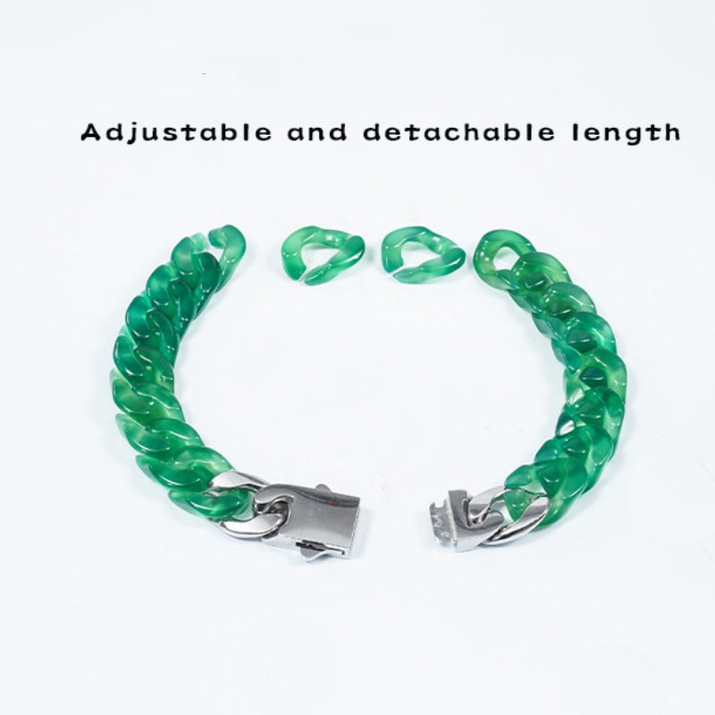 Modular Agate Cuban Link-The Verdant Flow
