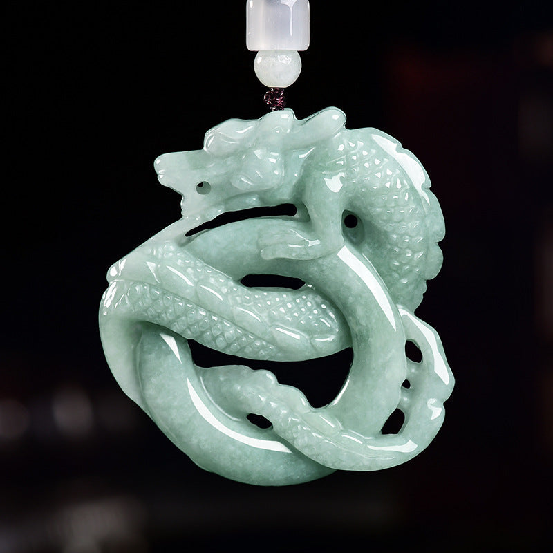 Prosperous Ascent Jade Dragon Pendant
