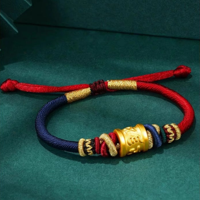 Gold Six True Word Red Rope Lucky Bracelet