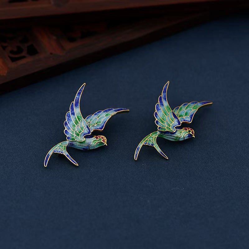 Cloisonne Swallow Pendant Necklace – Symbol of Hope. Freedom & Elegance