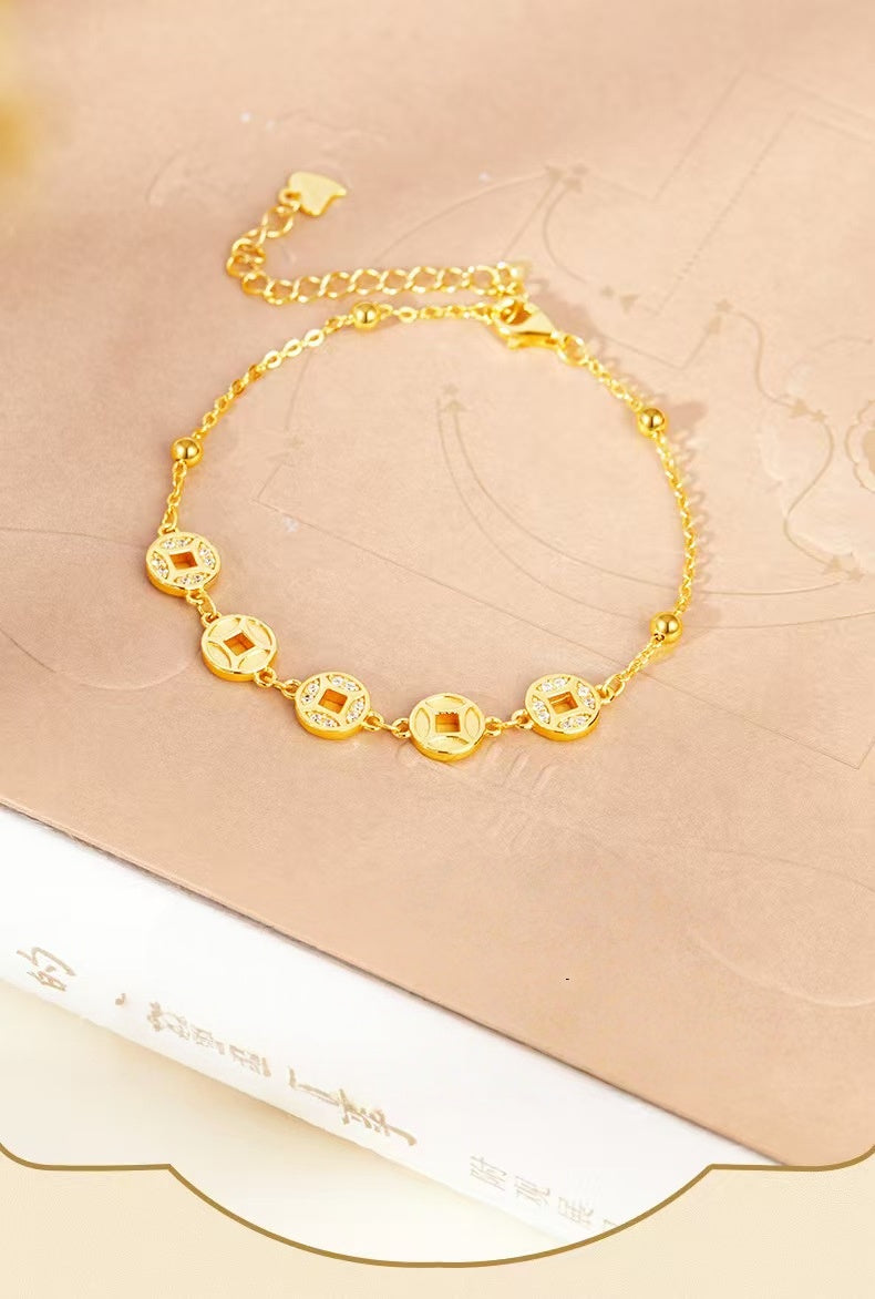 Rolling Fortune Coin Bracelet ¨C18k Gold Plated 925 Sterling Silver
