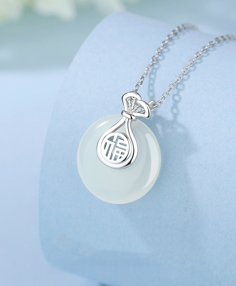 Jade Blessing Pouch Pendant ¨C Calm Mind. Gentle Joy & Timeless Grace