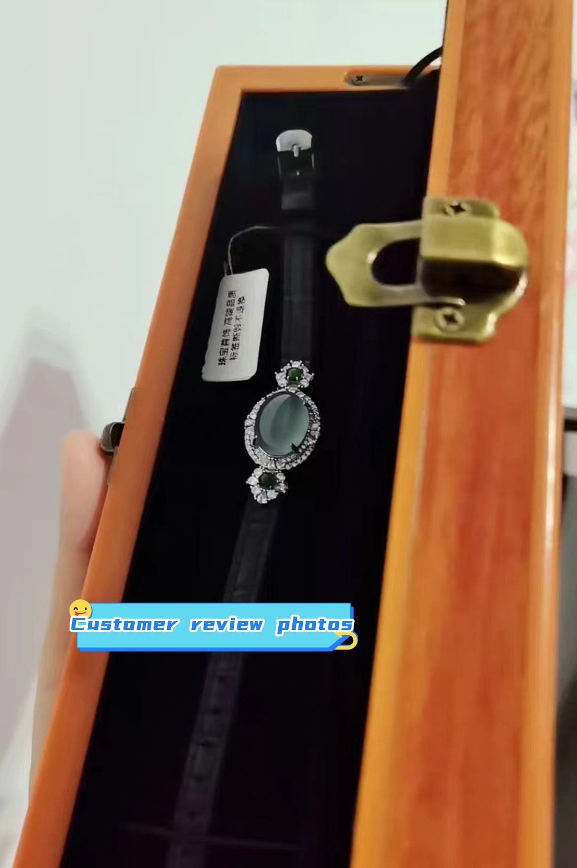 Luxury Blue Ice Jade Bracelet with Leather Strap -Attract Luck