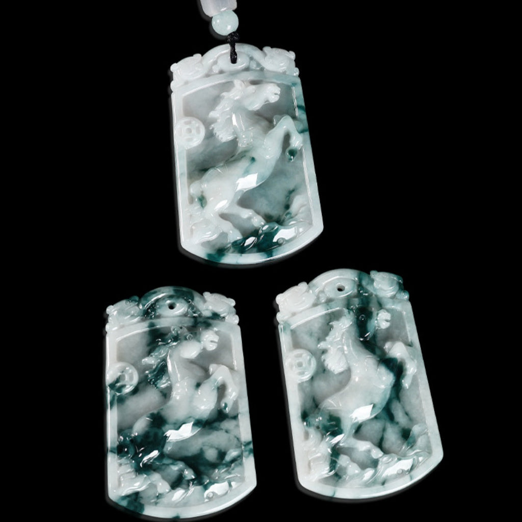 Natural Grade A Jade Horse Pendant – Success Comes Quickly Amulet with Fine Grain Texture