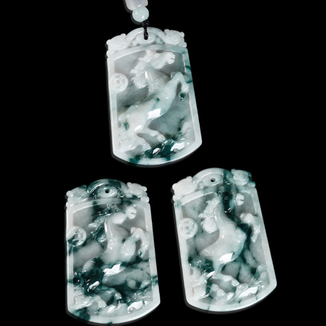 Natural Grade A Jade Horse Pendant – Success Comes Quickly Amulet with Fine Grain Texture