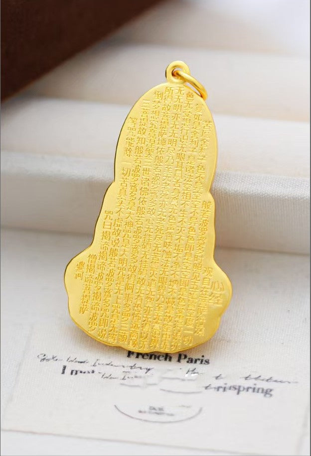 Golden Guanyin Bodhisattva Pendant Necklace–Symbol of Compassion and Protection