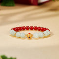 999 Silver Fortune Bead Red Agate Bracelet-Balanced Contrast