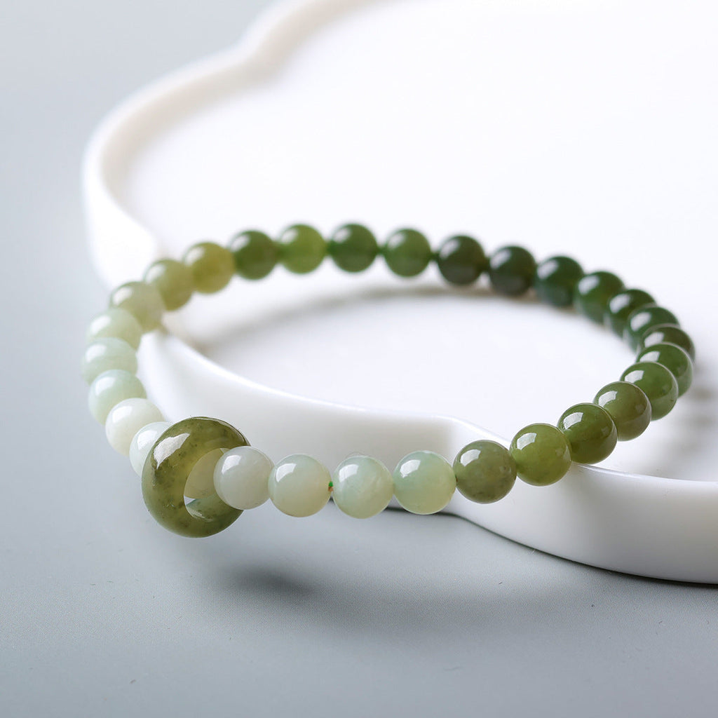 Green Jade Gradient Bead Bracelet ¨C Calm Flow & Balance Energy
