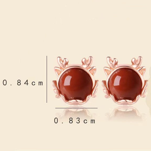 Yeaf of Dragon Red Agate Jewelry Set-Attract Good Luck