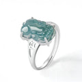 Pixiu Ice Jade Wealth Ring-925 Sterling Silver