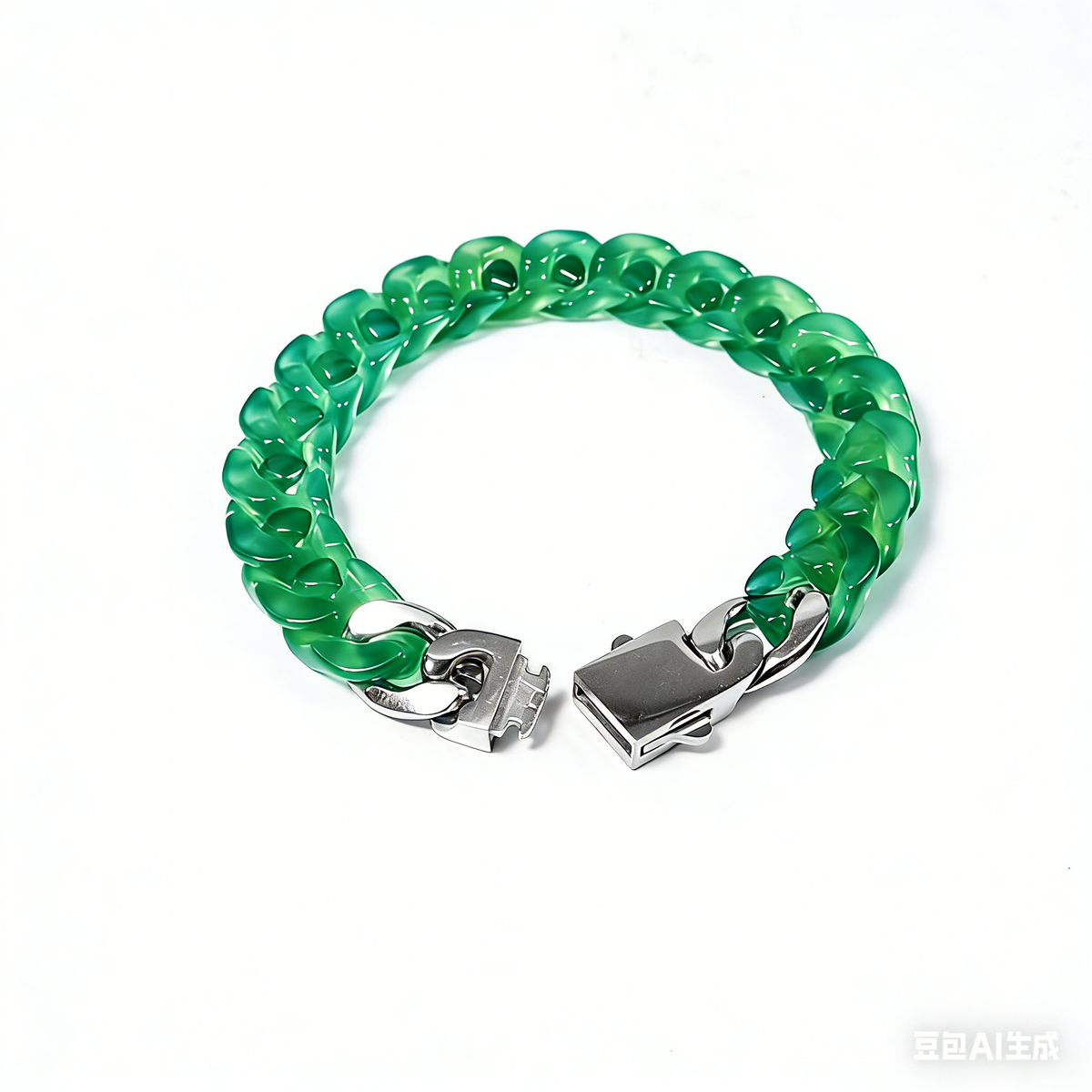 Modular Agate Cuban Link-The Verdant Flow