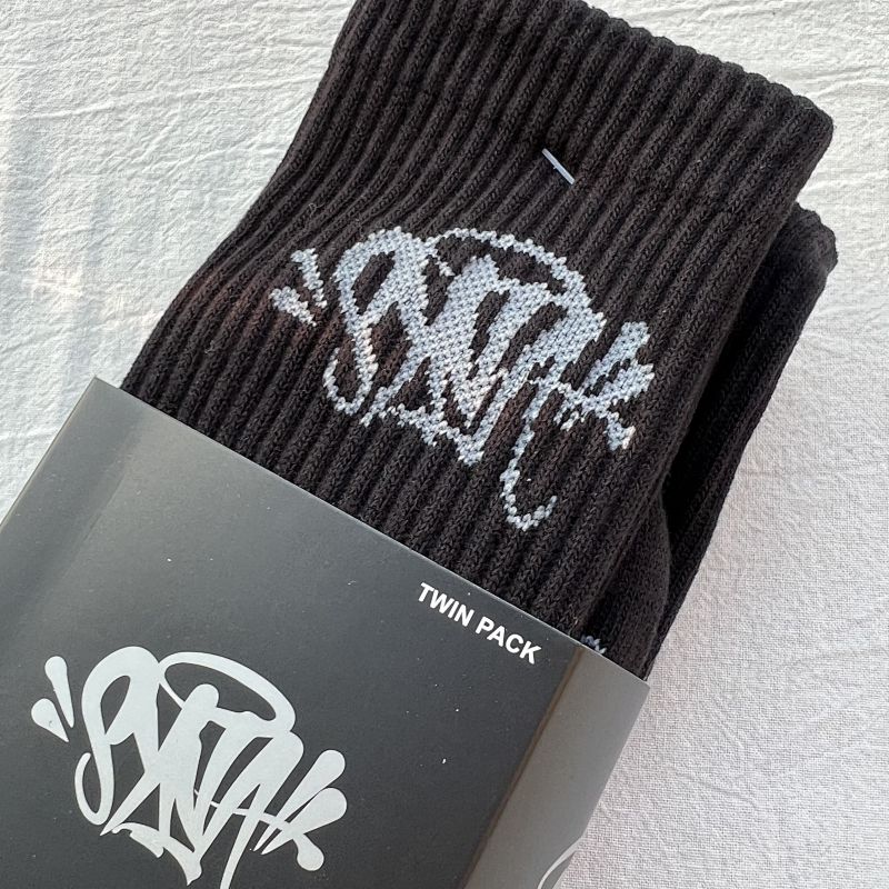 Black Crew Socks with Graffiti Logo Twin Pack