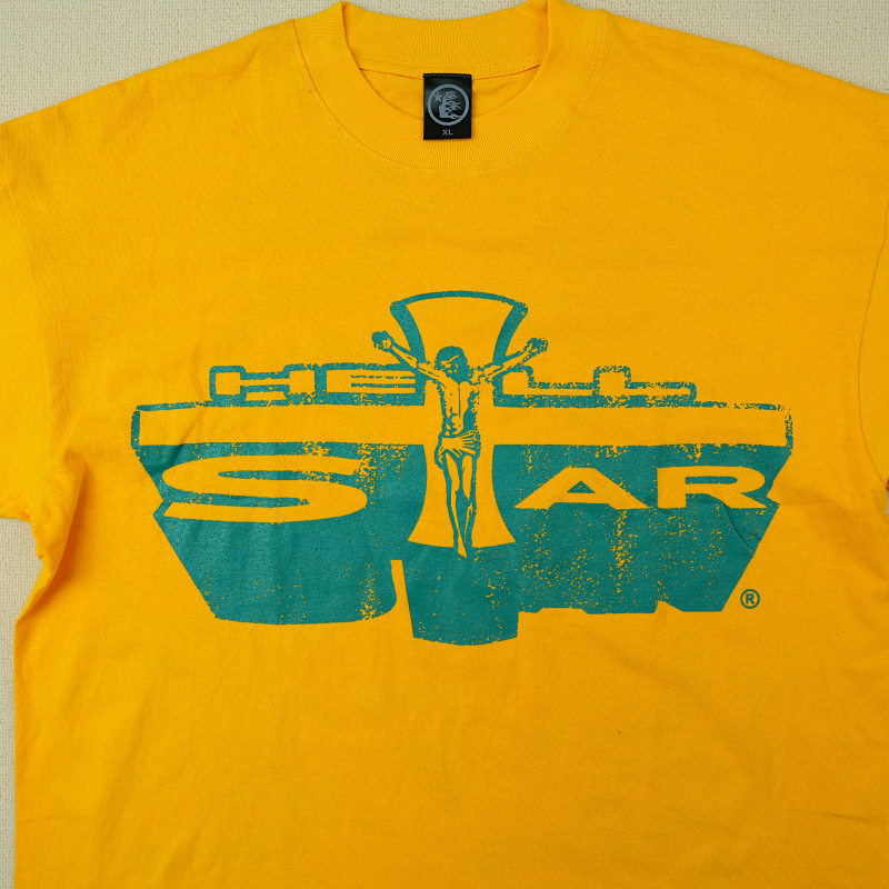 Hellstar Studios Jesus Emblem Short Sleeve Tee Shirt Yellow