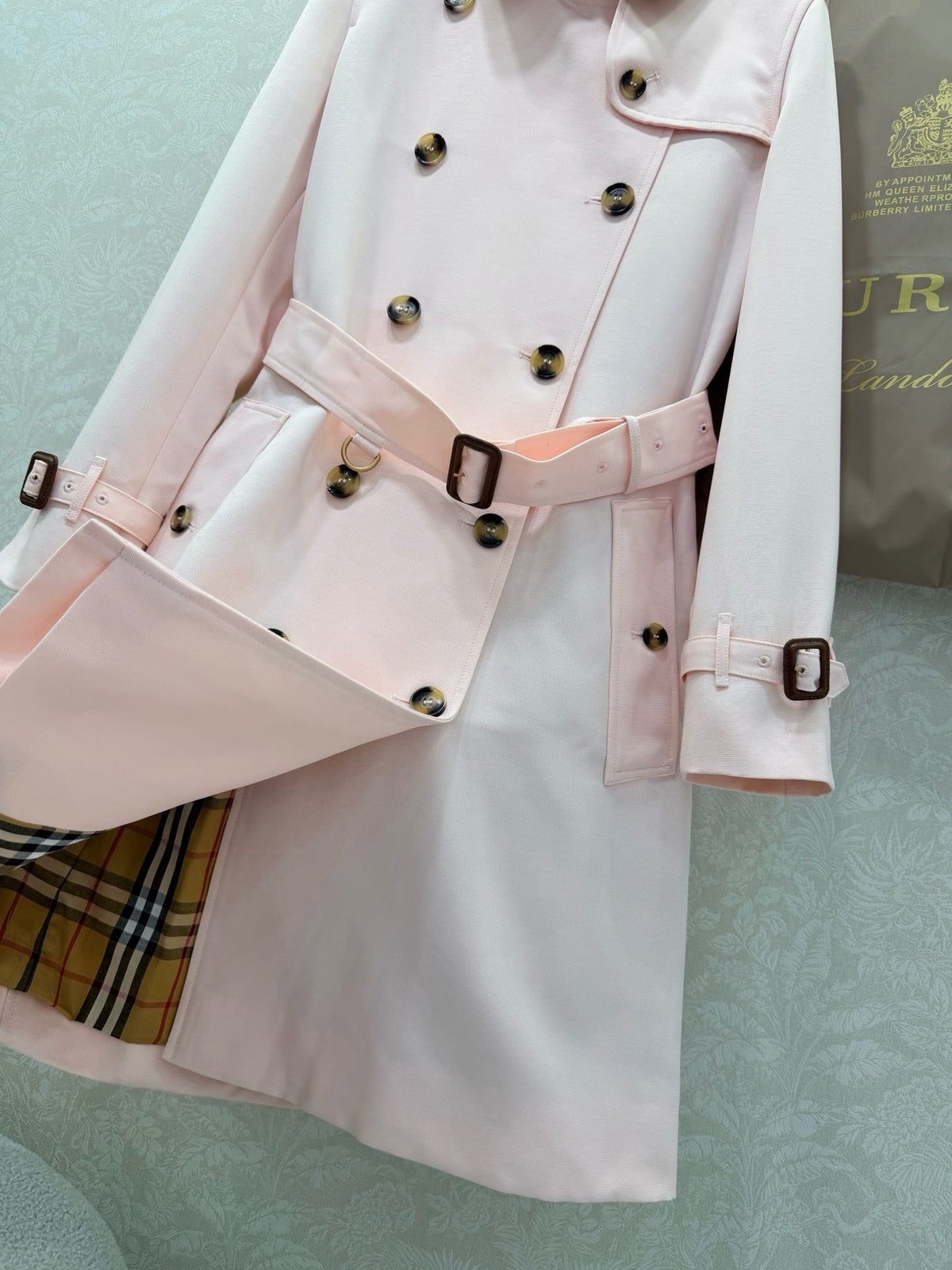 Classic Belted Trench Coat in Soft Pink