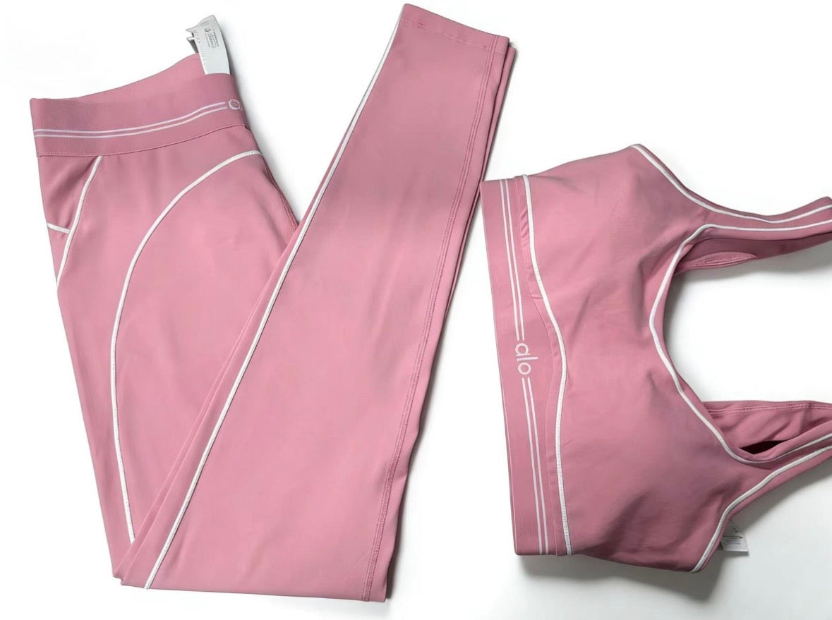 Alo Airlift Bra + High-Waist Legging Set - Dusty Pink