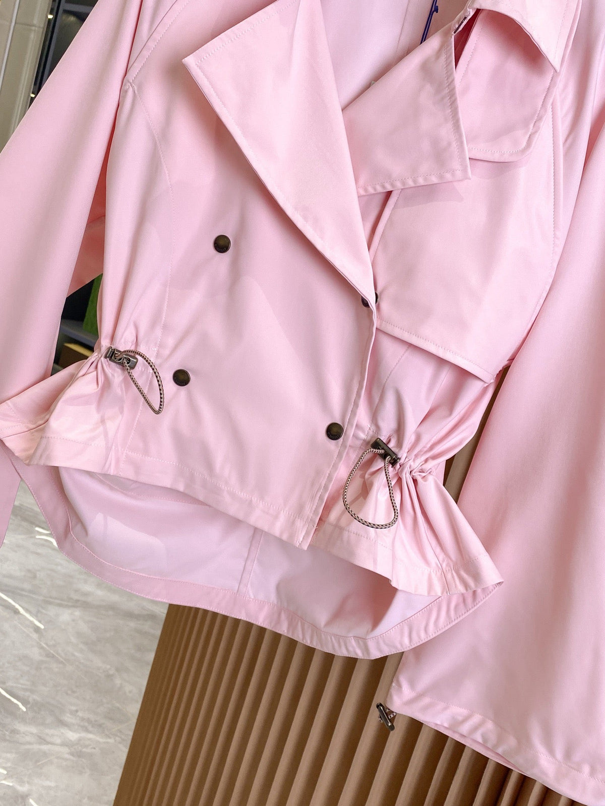 Drawstring Cropped Trench Jacket
