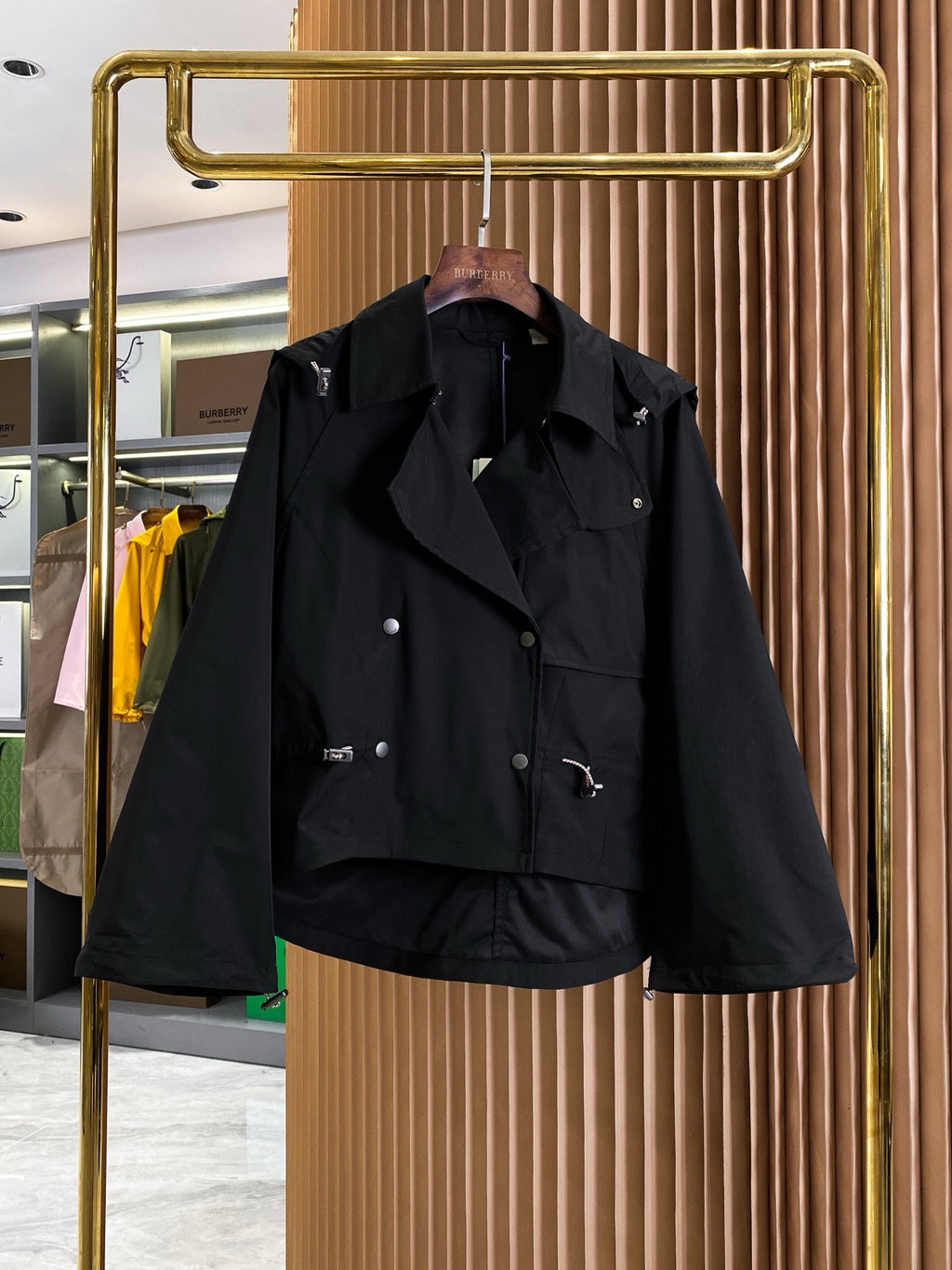 Drawstring Cropped Trench Jacket