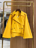 Drawstring Cropped Trench Jacket