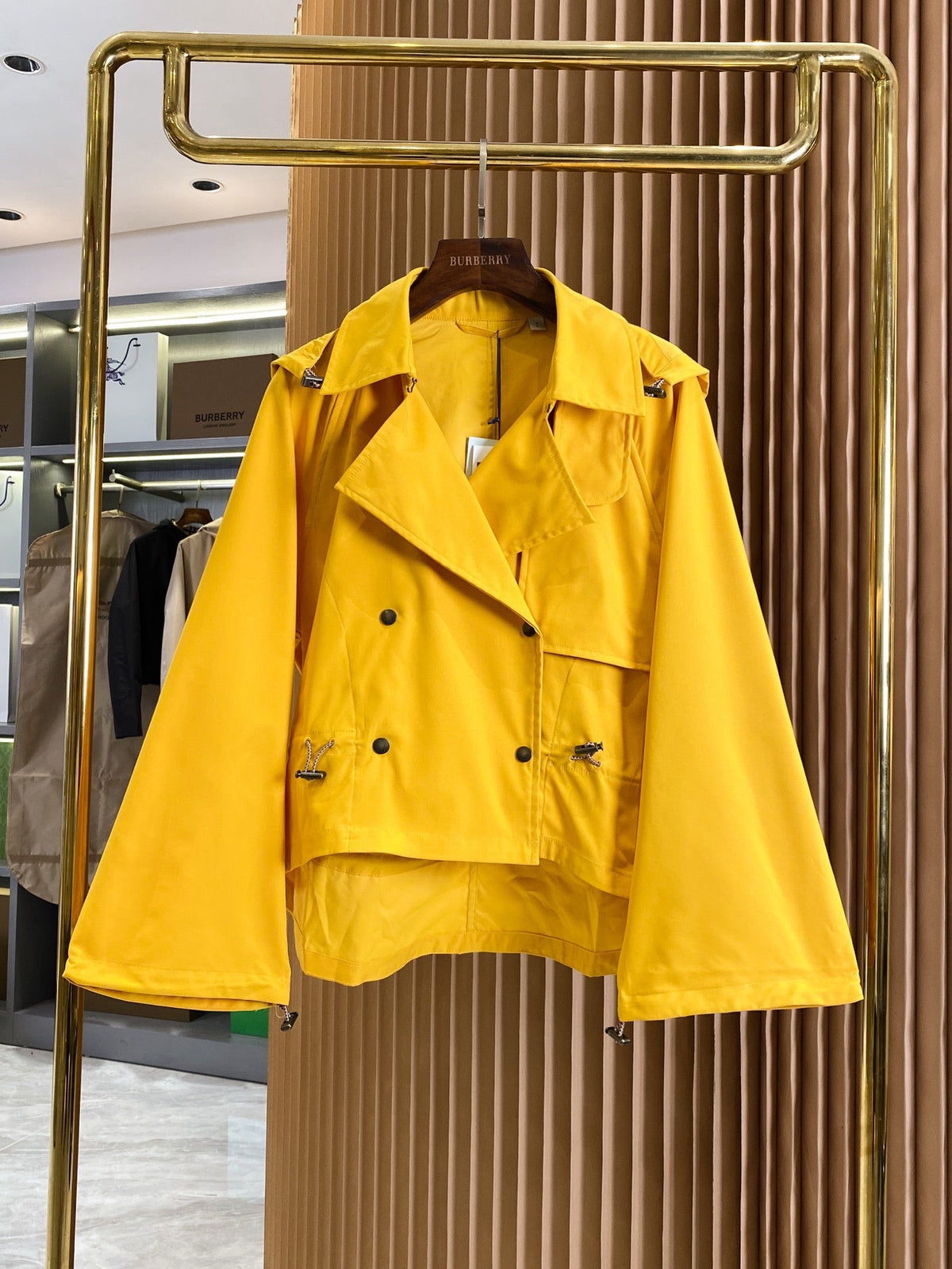 Drawstring Cropped Trench Jacket