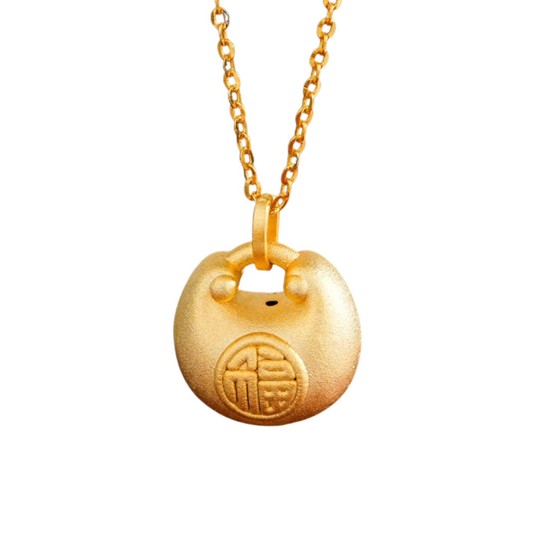 Longevity Blessing Lock Silver Necklace ¨C Peace. Love & Lasting Happiness