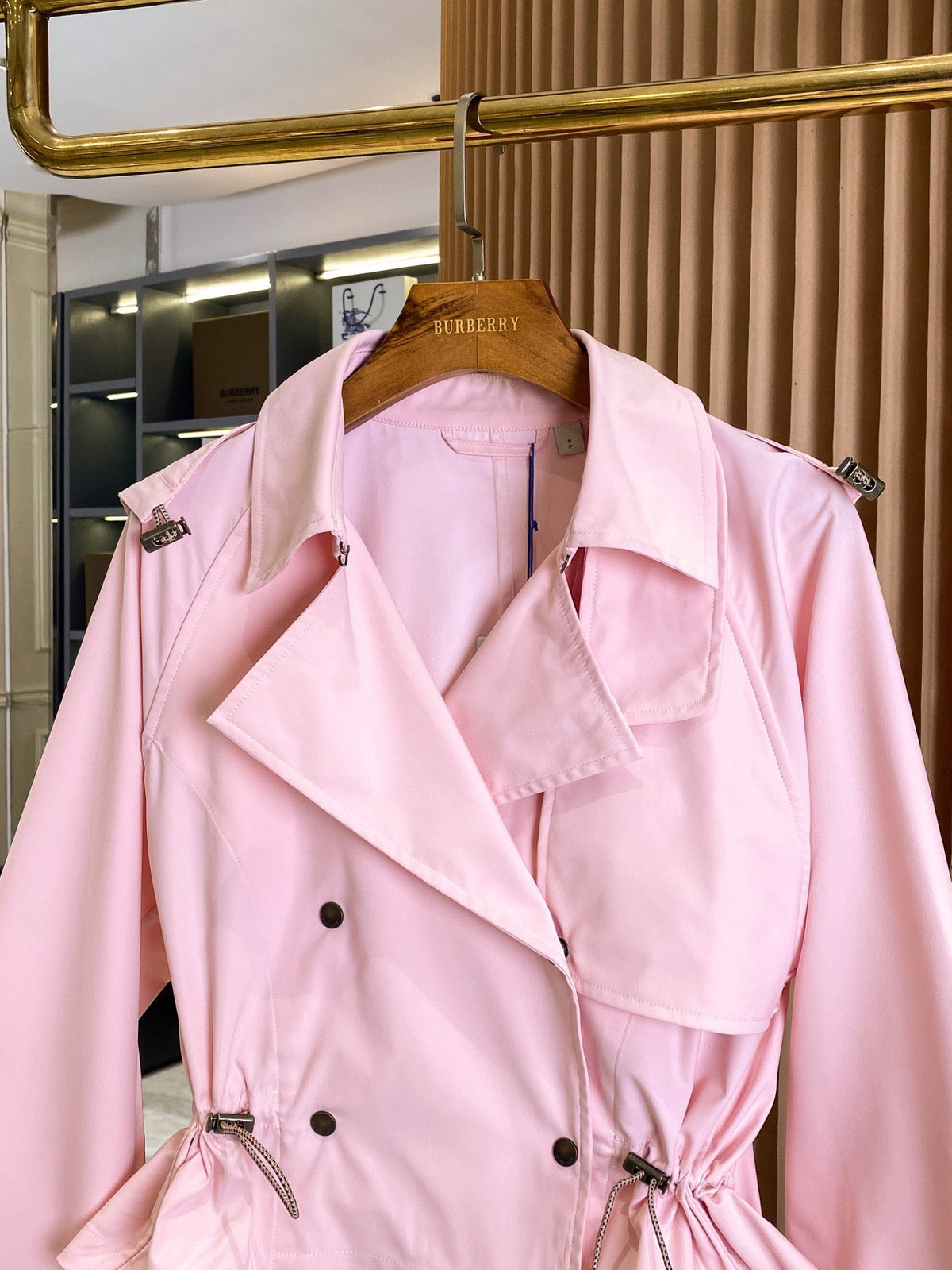 Drawstring Cropped Trench Jacket