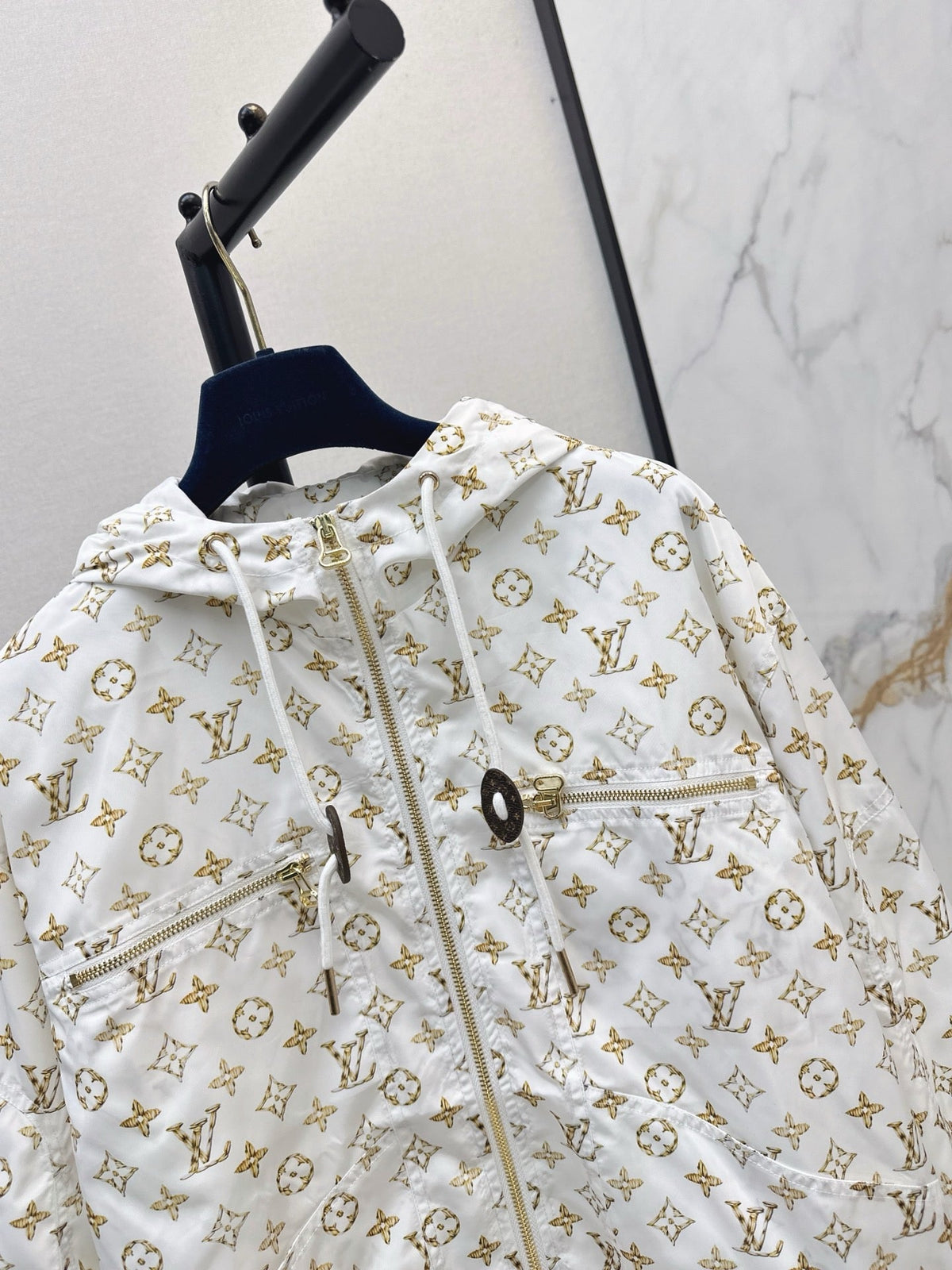 Monogram Print Drawstring Jacket