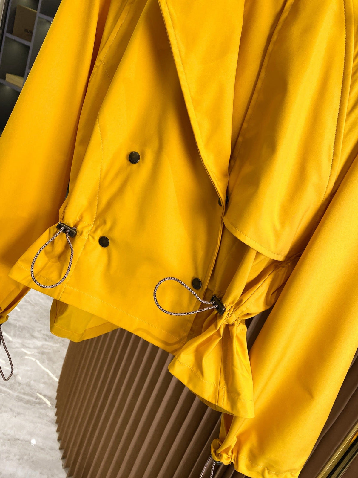 Drawstring Cropped Trench Jacket