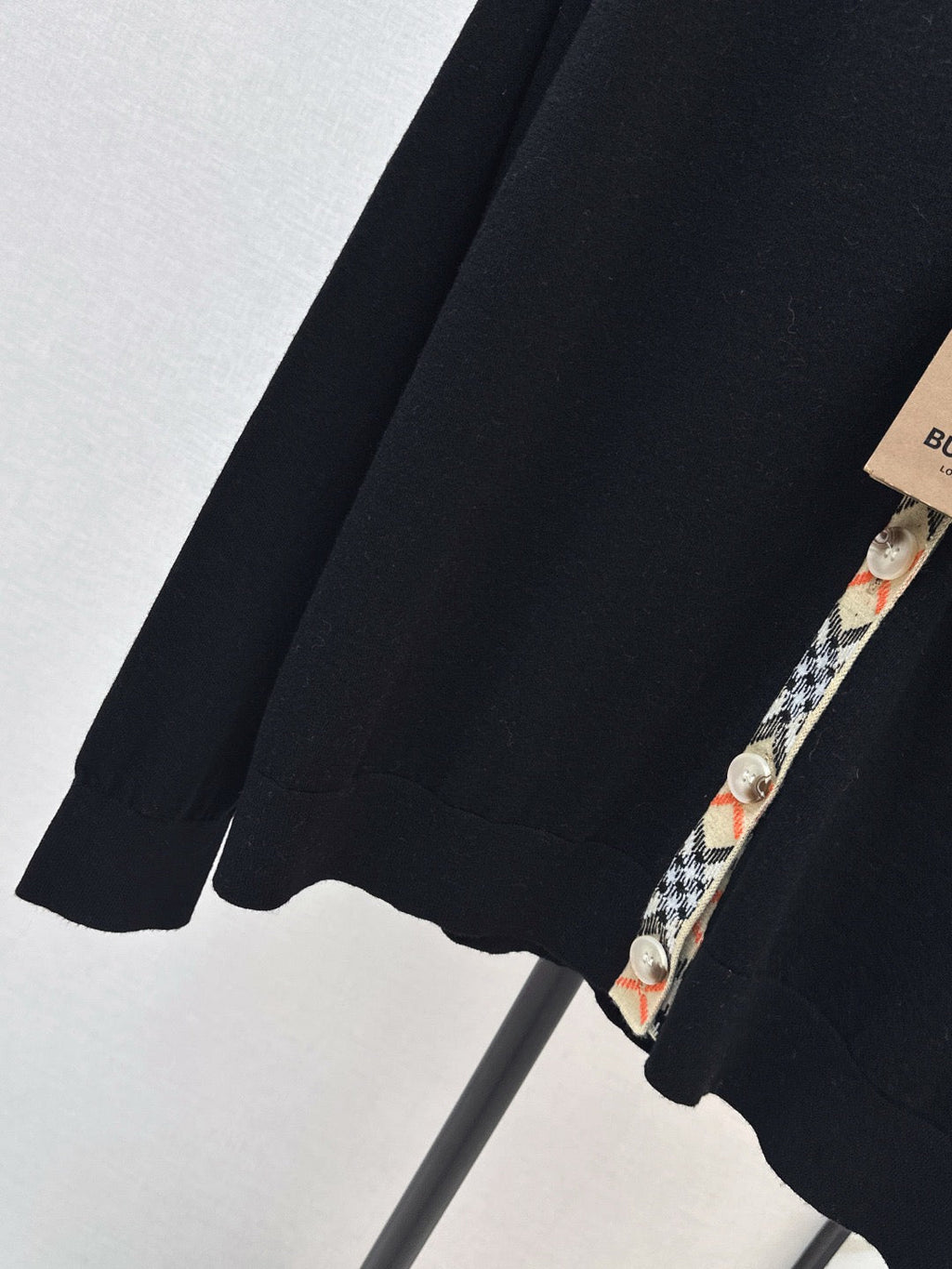 Check Trim Wool Cardigan