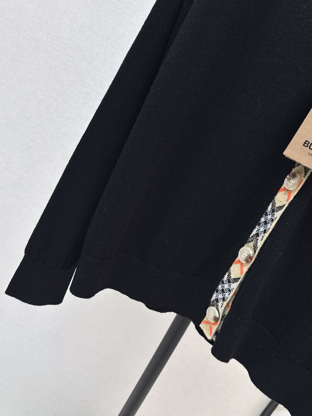 Check Trim Wool Cardigan