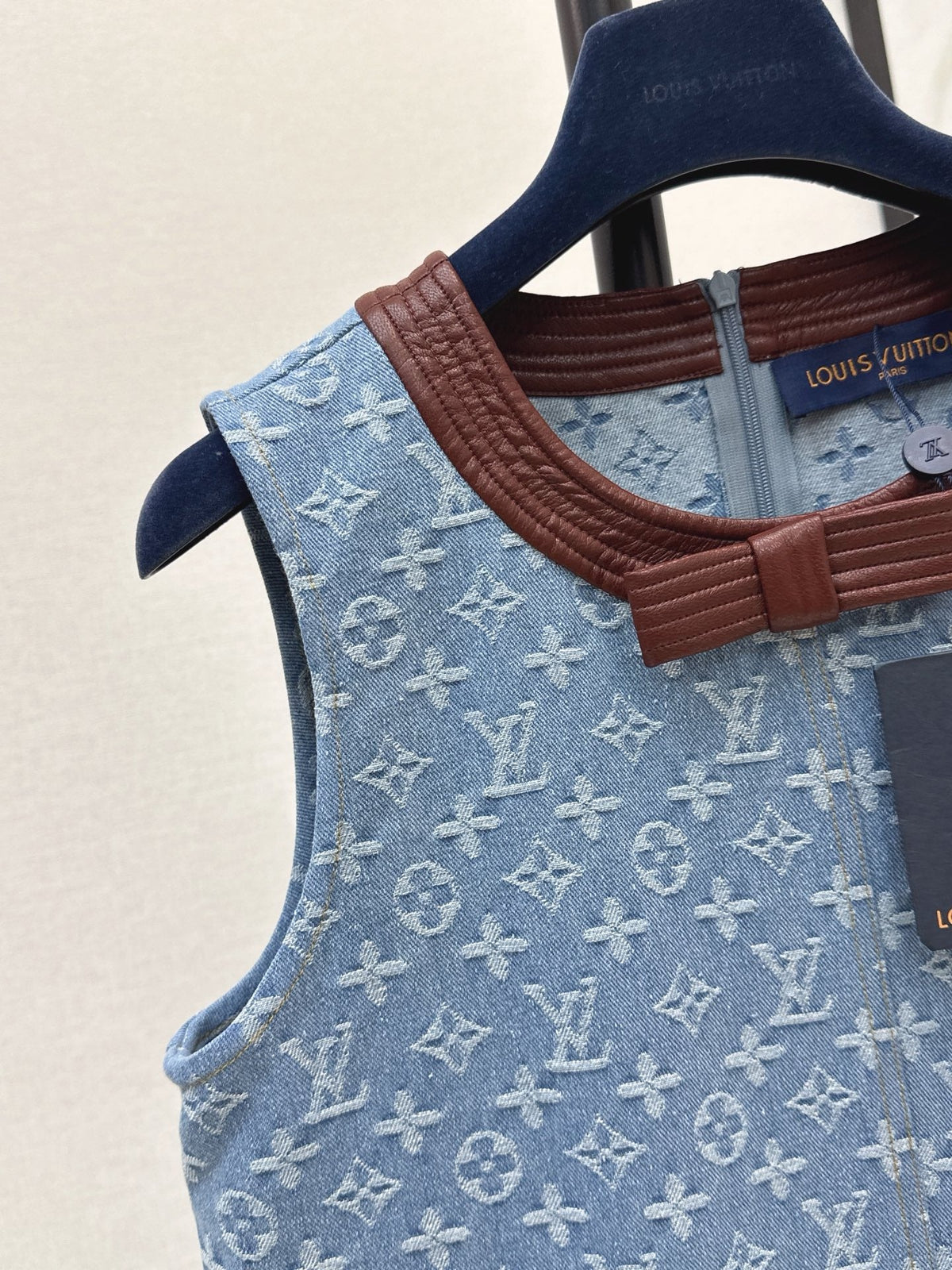 Monogram Denim Sleeveless Shift Dress