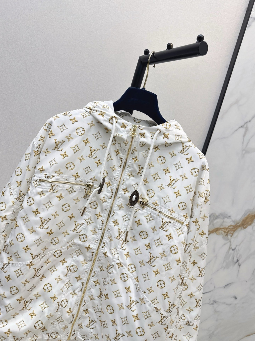 Monogram Print Drawstring Jacket