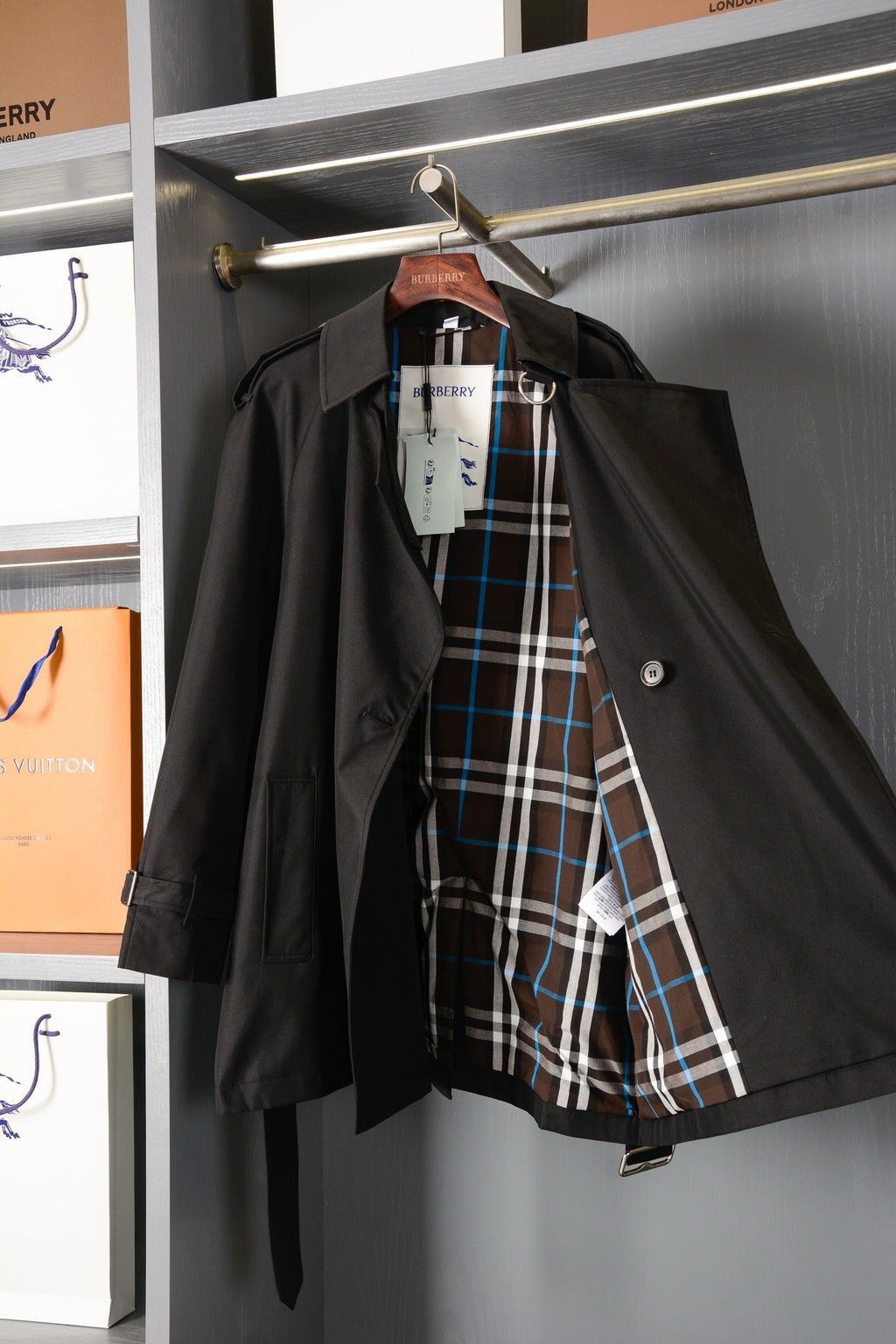 Check Trench Coat