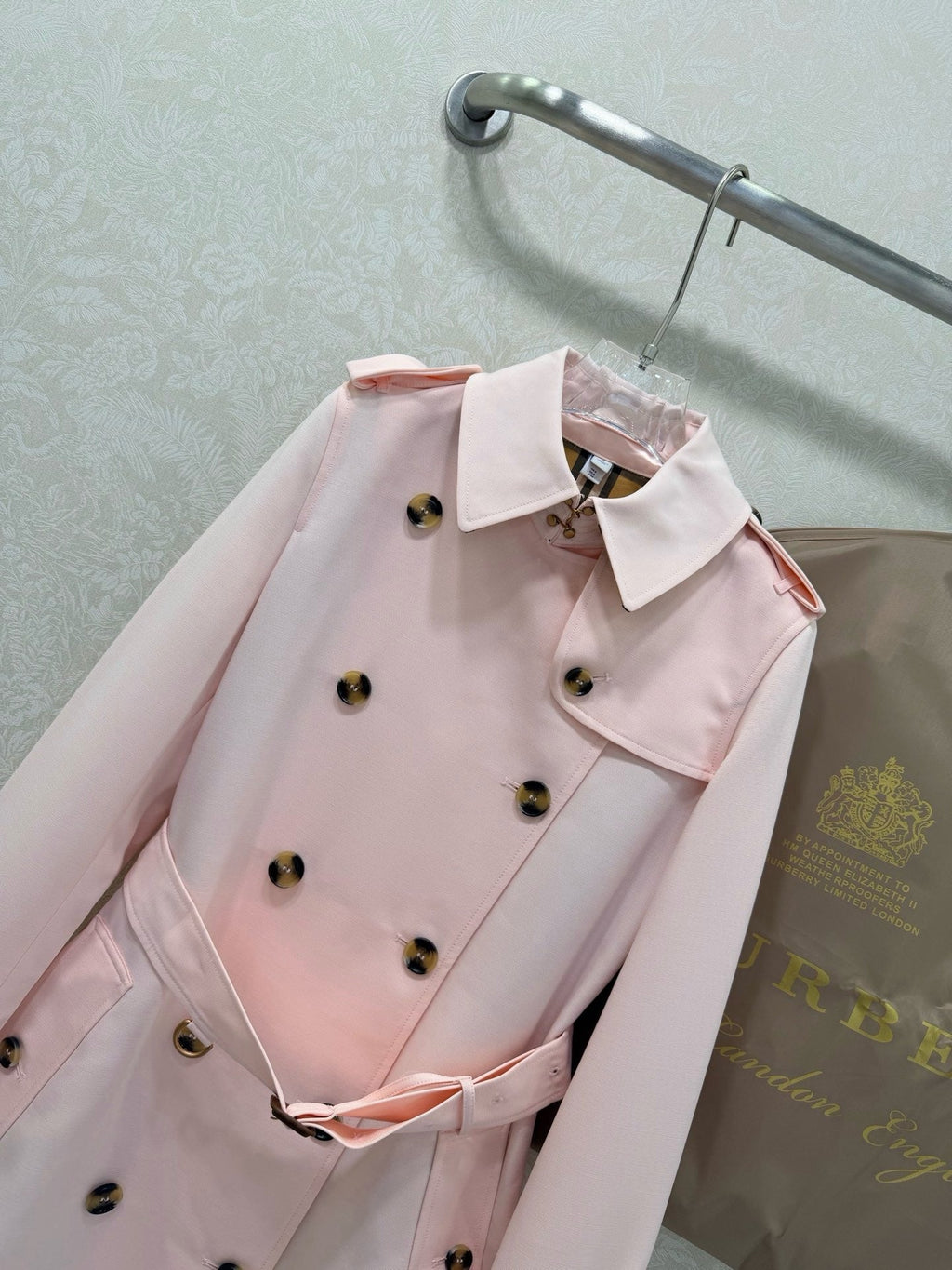 Classic Belted Trench Coat in Soft Pink