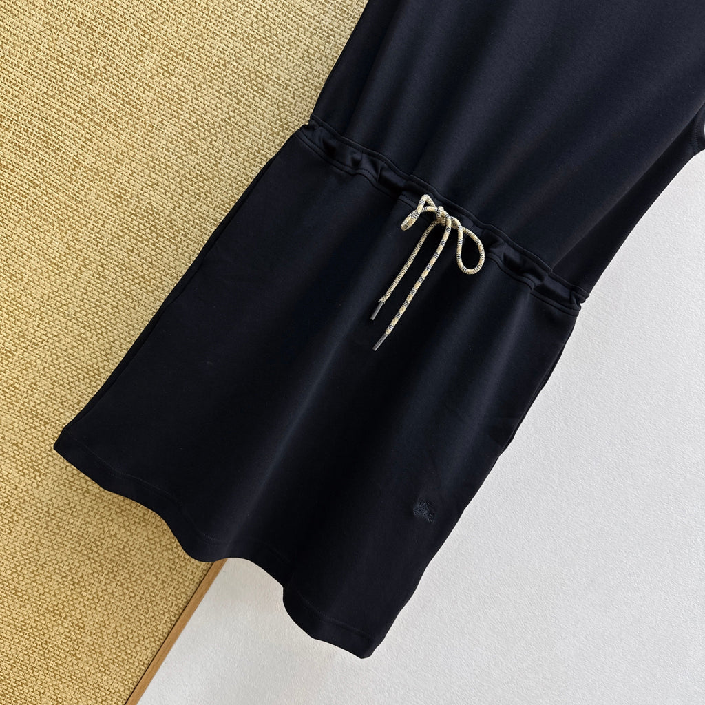 Sleeveless Check Shoulder Jersey Dress