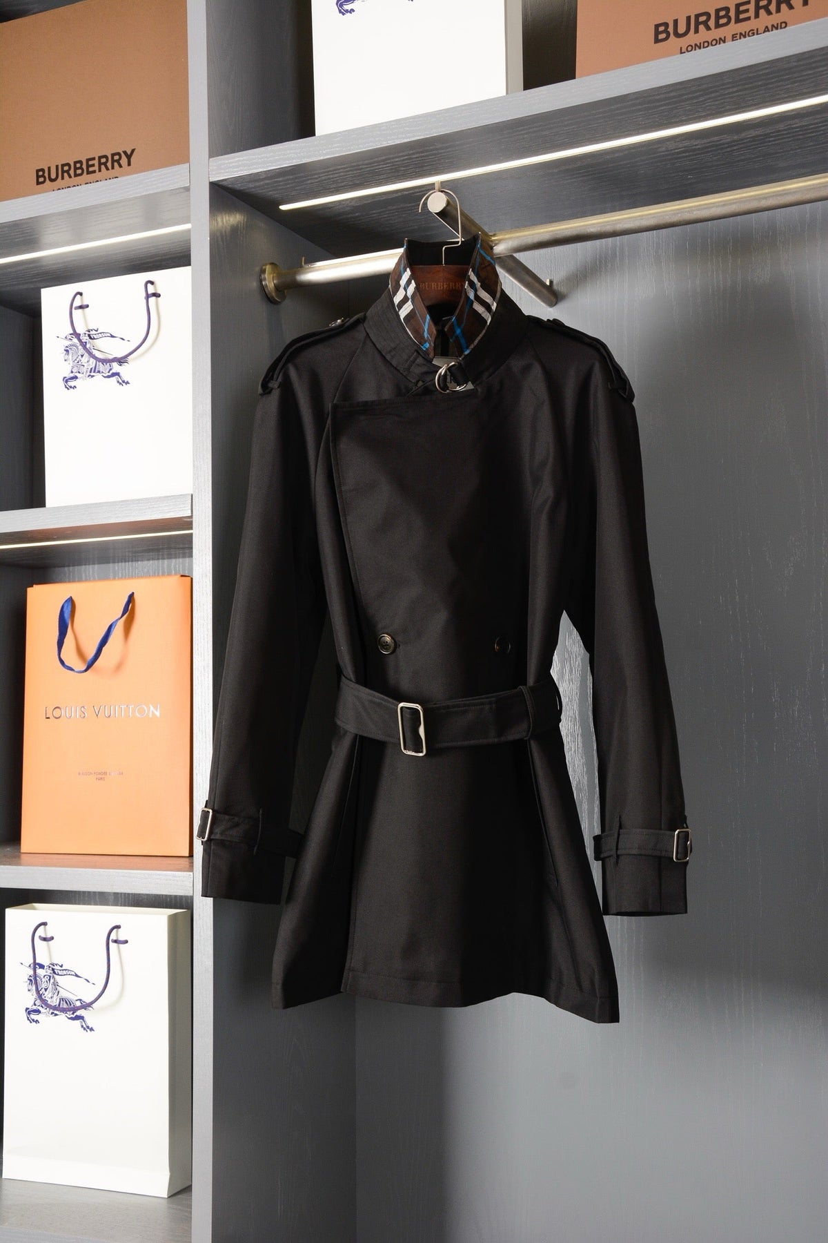 Check Trench Coat