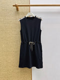 Sleeveless Check Shoulder Jersey Dress