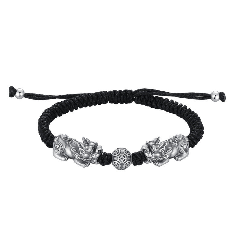 Double Pixiu Wealth Bead Rope Bracelet-Traditional Good Fortune Symbol