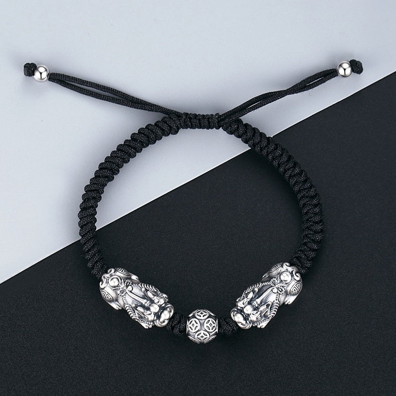 Double Pixiu Wealth Bead Rope Bracelet-Traditional Good Fortune Symbol