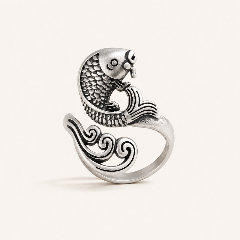 Silver Koi Fish Vintage Ring