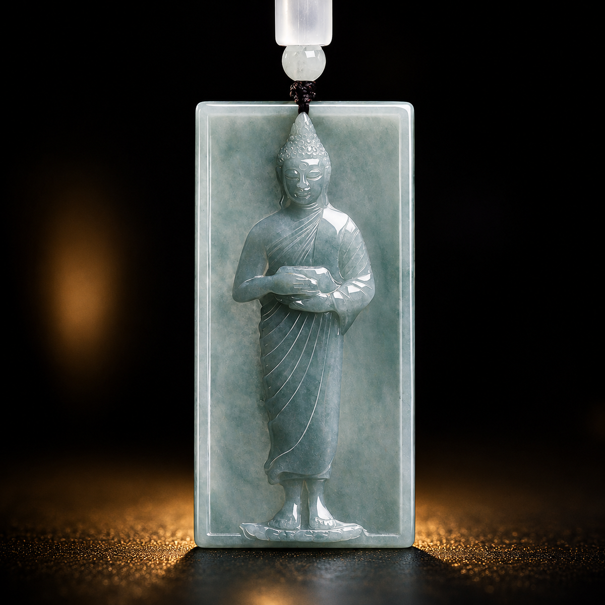 Path of Mindful Compassion Pindapata Buddha Jade Pendant
