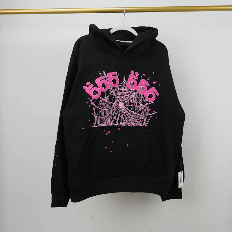 Sp5der Angel Number Hoodie Black