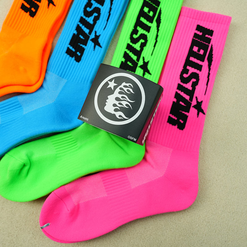 Hellstar Logo Socks (4 Pack) Neon