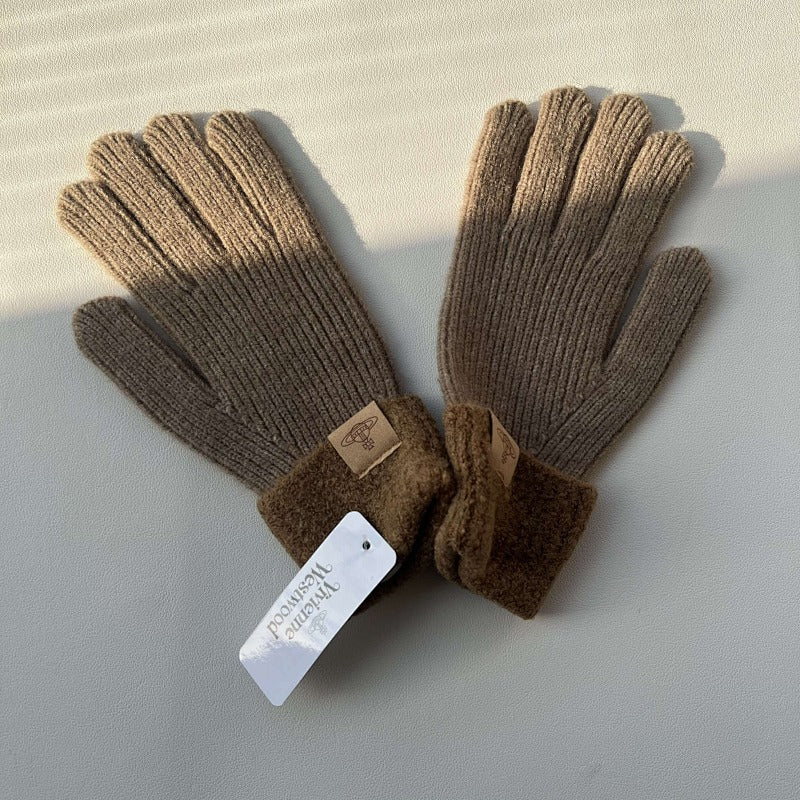 Knit Winter Gloves with Fleece Cuff