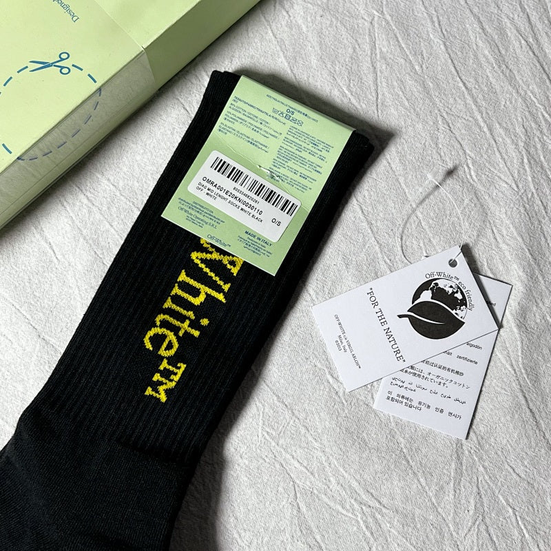 Off-White Arrow Crew Socks - Black/Yellow