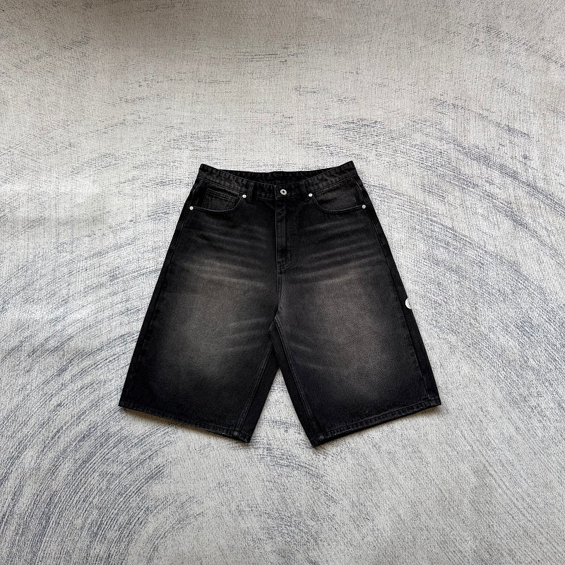 Black Washed Denim Jeans - Red Dragon Embroidery