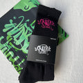 Black Crew Socks with Pink Graffiti Logo