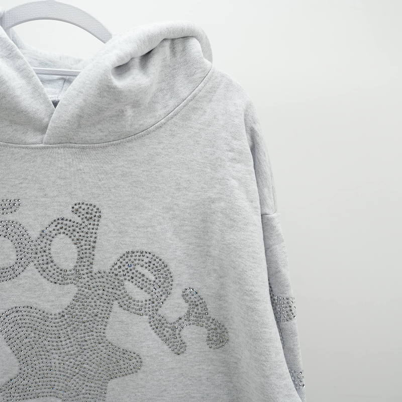 Sp5Der Rhinestone Beluga Hoodie Heather Grey